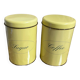 Vintage-Lot de 2 boîtes métalliques café/sucre jaunes
