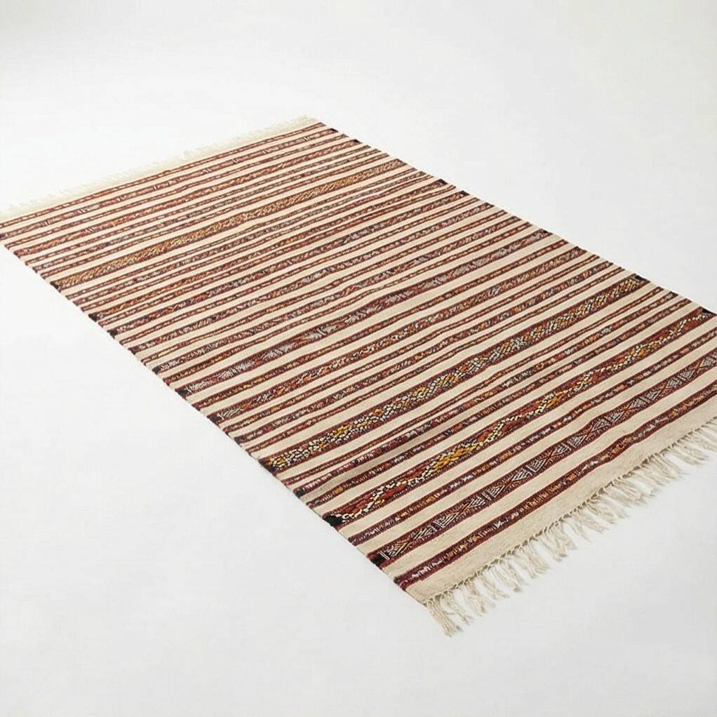 Moroccan kilim rug with bohemian patterns