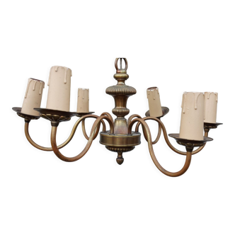 Dutch chandelier in bronze 6 arms