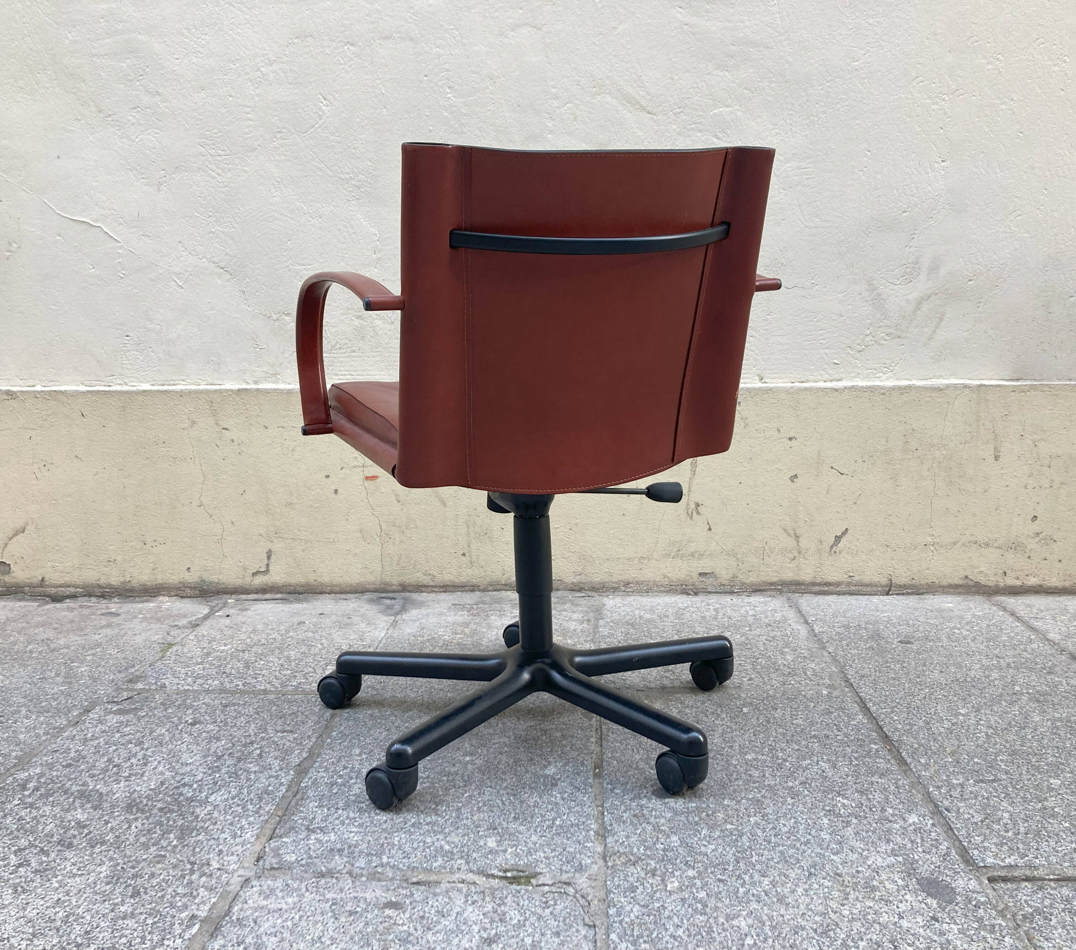Leather desk chair on wheels, Matteo Grassi
