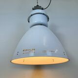 Large White Enamel Industrial Factory Lamp from Elektrosvit, 1990s
