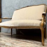 Louis XV style bench in molded and carved wood circa 1900