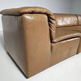 Modular "Jeep" sectional sofa in light brown leather by Anita Schmidt for Durlet, 1970.