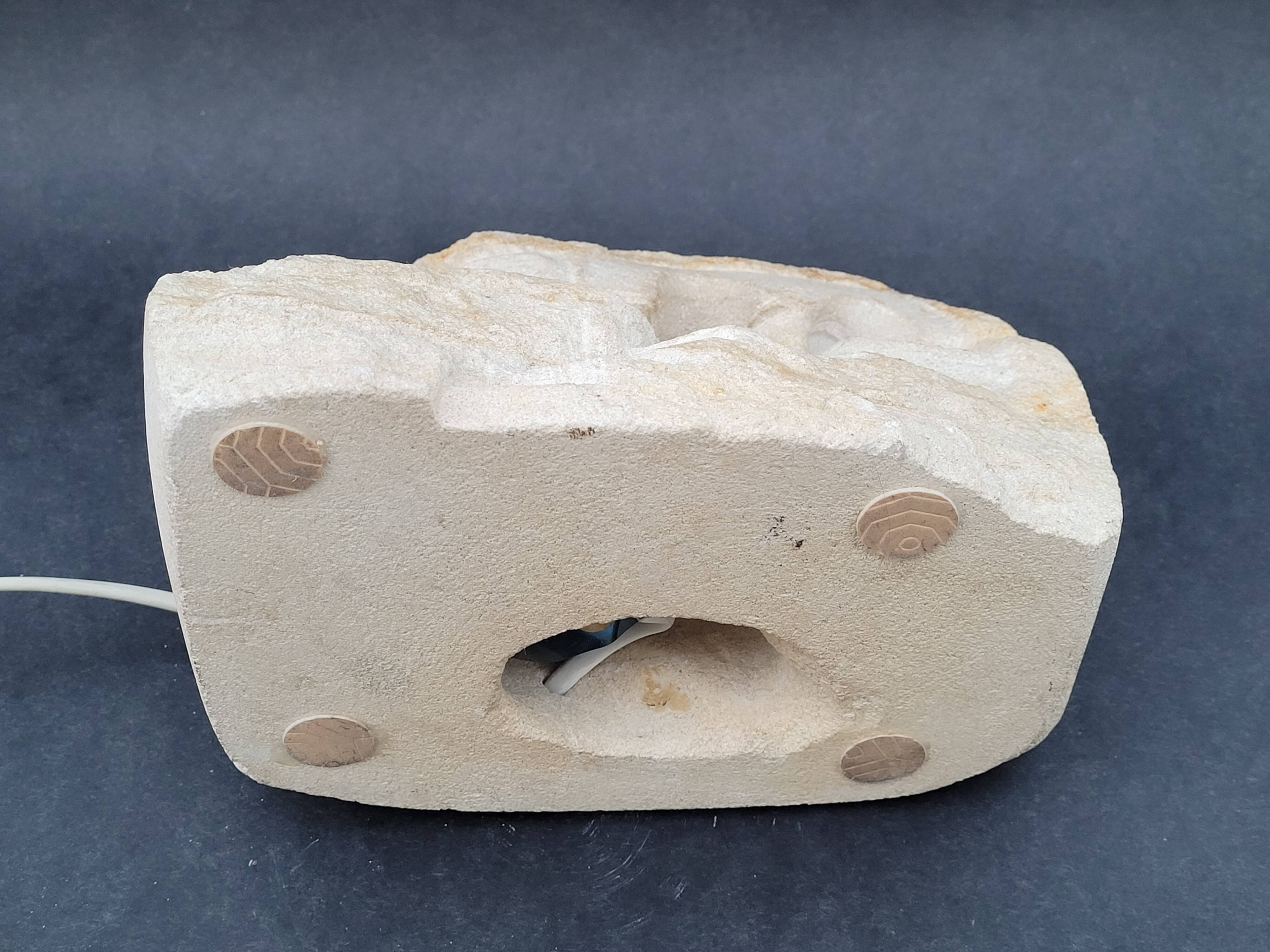 Vintage Lamp 70s Stone Sculpture by Arsène Galisson