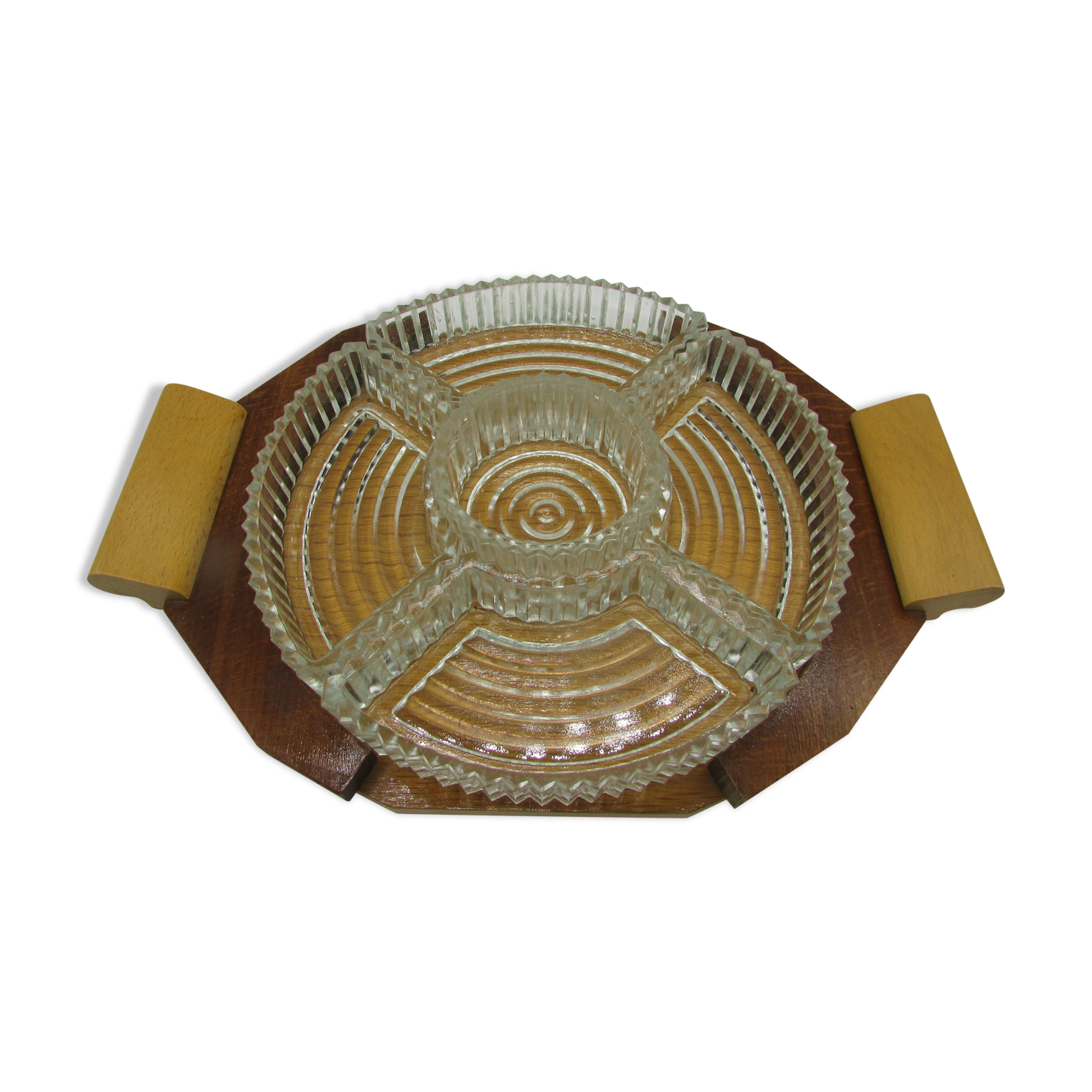 Serving tray 5 glass compartments