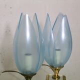Pair of Blue Lamps edited by Rougier, France, circa 1970