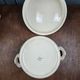 Large vintage soup tureen Digoin Sarreguemines – Brown and blue floral decoration