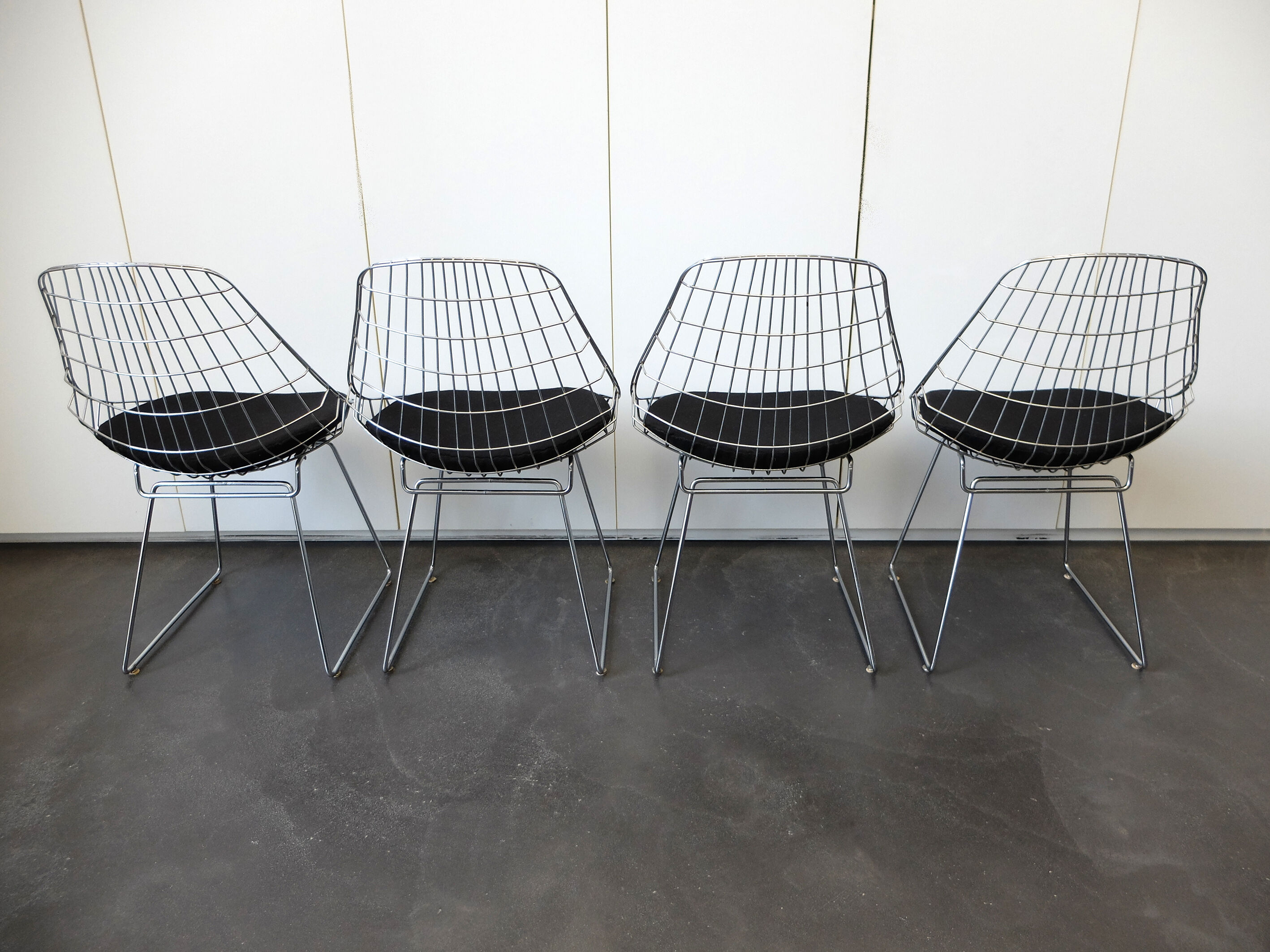 Four vintage SM05 chairs chromed by Cees Braakman for Pastoe, 1960-70
