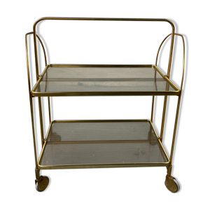 Desserte pliante dorée roulante