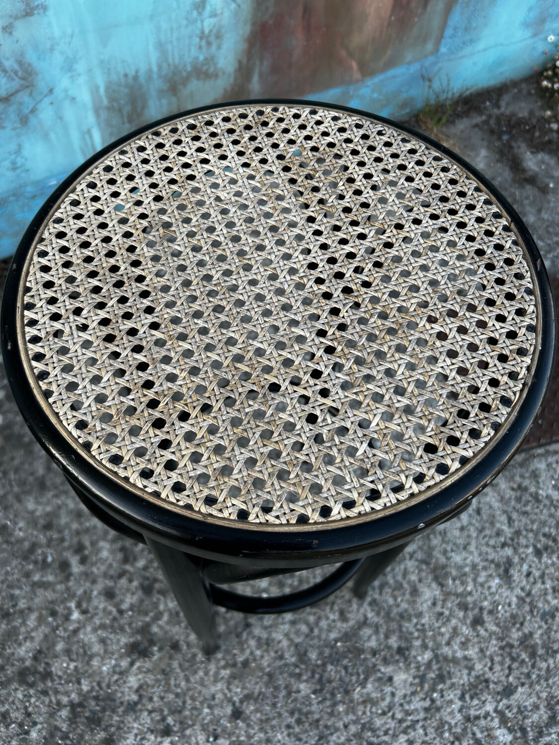 High cane rattan bar stool