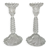 Pair of glass candlesticks