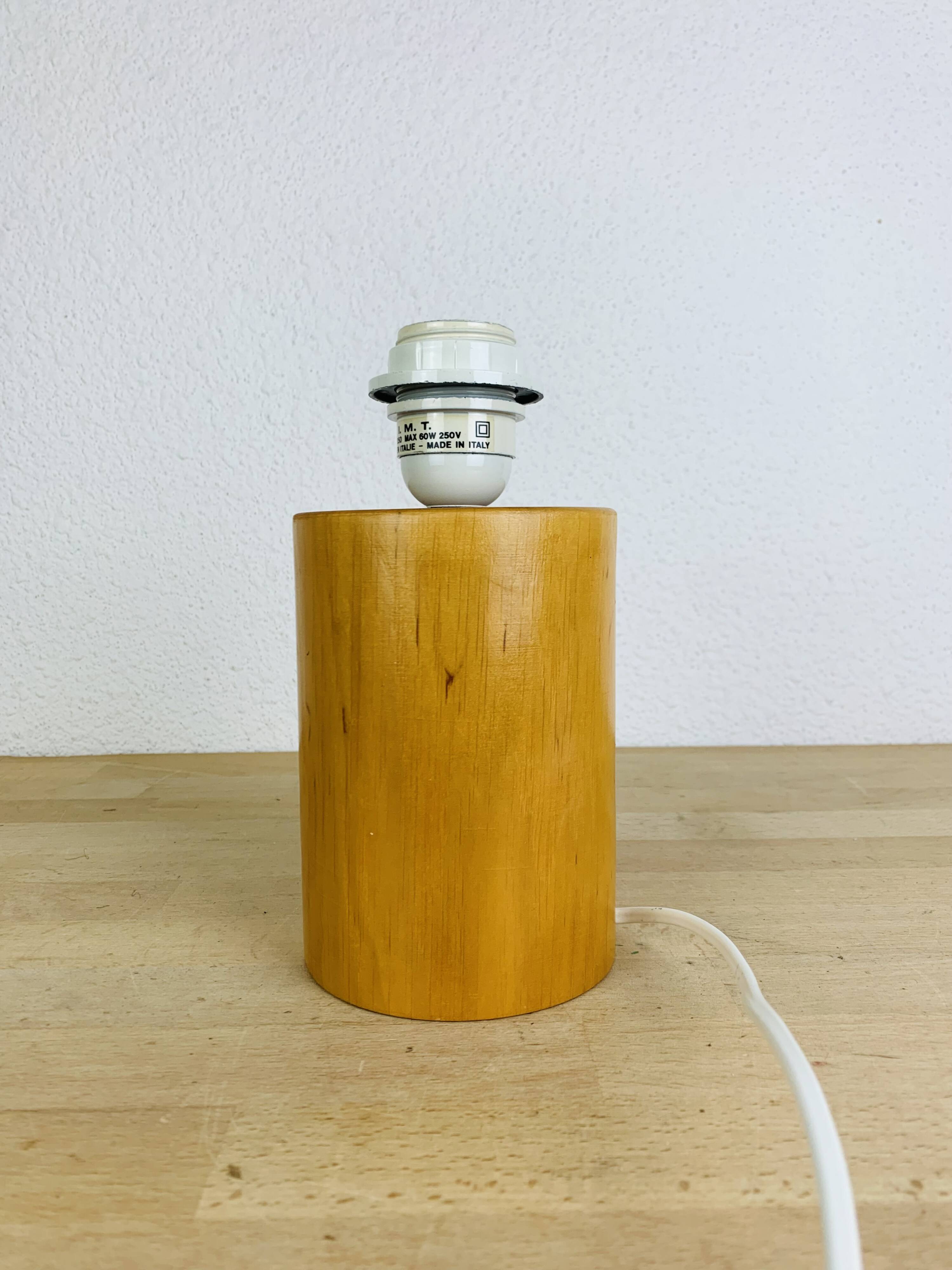 Vintage wooden cylinder lamp by IMT Italy, 1980s