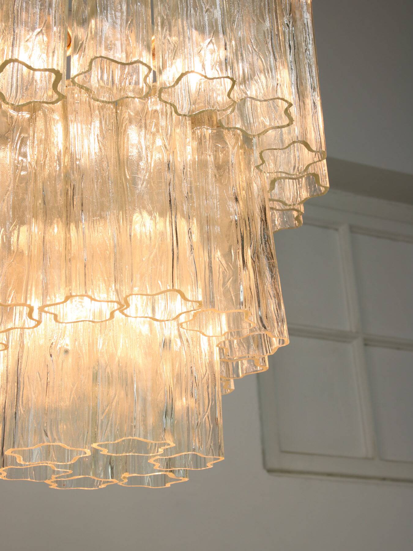 Large Mid-century Italian Glass Cascade Chandelier