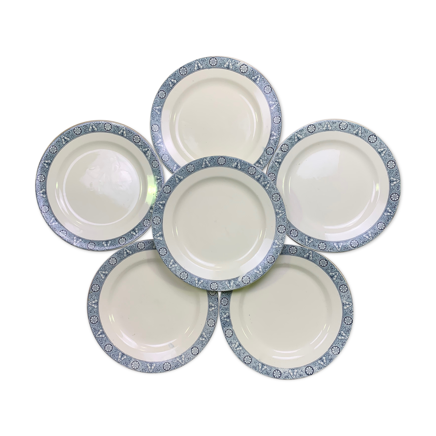 Set of 6 dinner plates Earth iron Lamartine