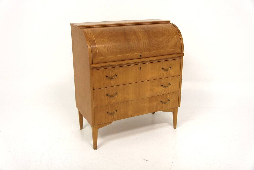 Scandinavian secretary in elm, Swedish modern, Sweden, 1940.