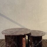 round nesting coffee tables in red marble rosso levanto