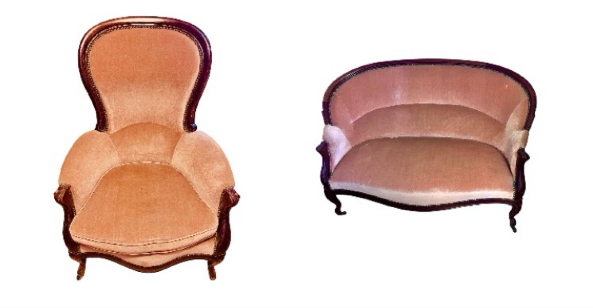 Set of a sofa and a Louis Philippe armchair.