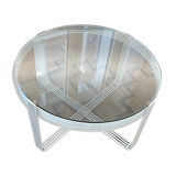 Table basse vintage verre et acier
