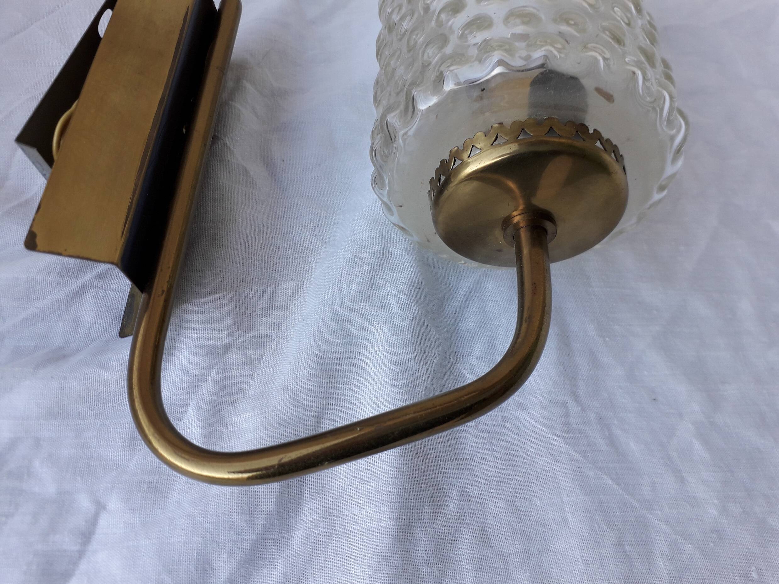 Brass and bubble glass wall light