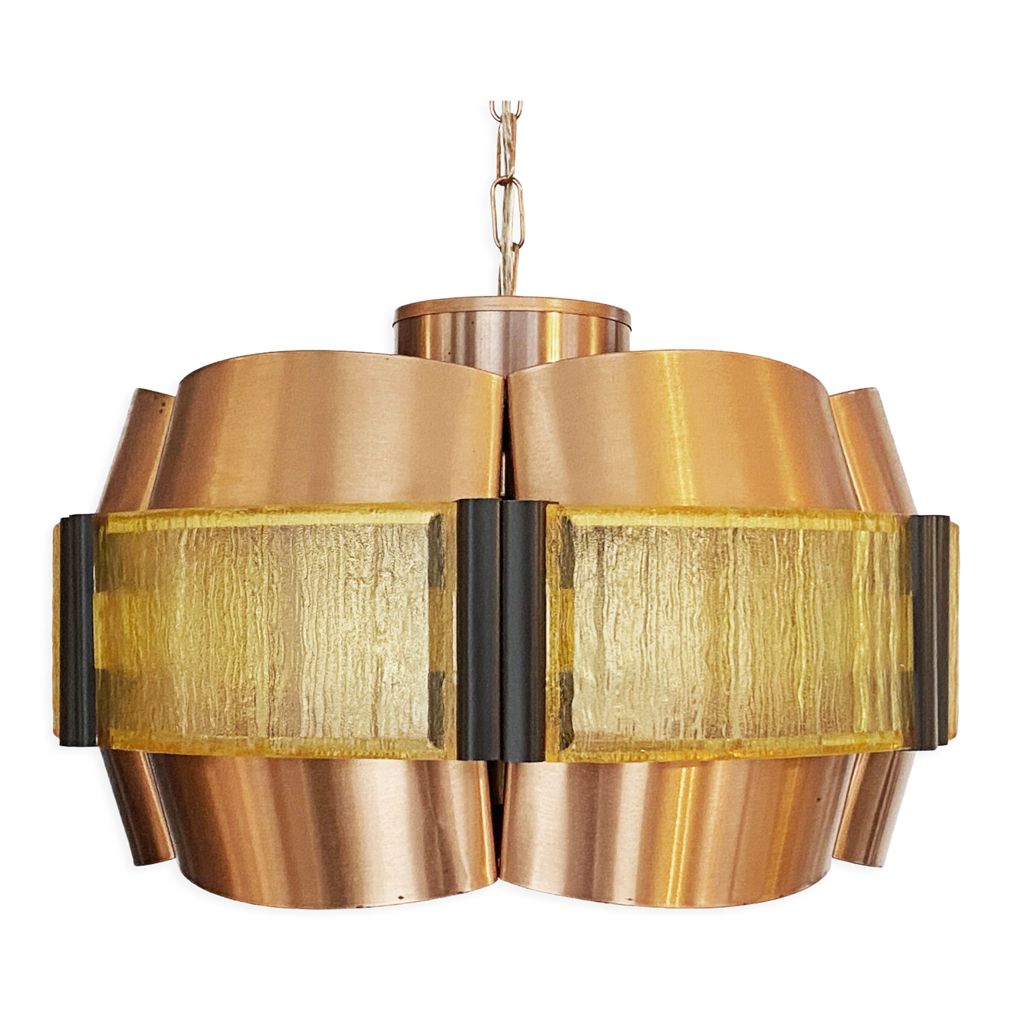 Copper pendant light by Werner Schou for Coronell Elektro. Denmark 1960s