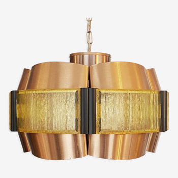 Copper pendant light by Werner Schou for Coronell Elektro. Denmark 1960s