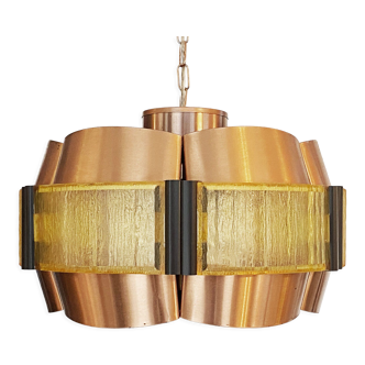 Copper pendant light by Werner Schou for Coronell Elektro. Denmark 1960s