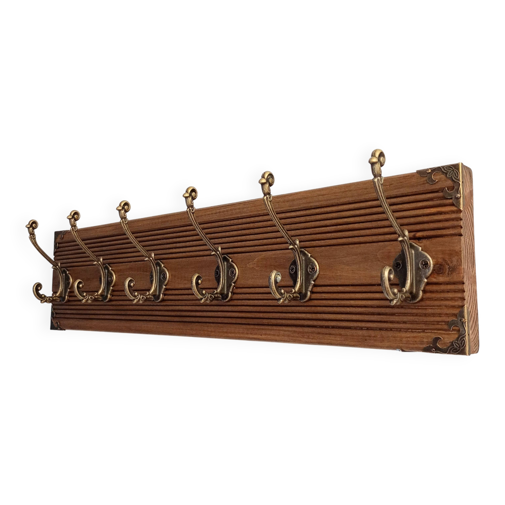 Vintage wall coat rack – 50 cm – 6 metal hooks