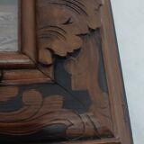 Pair of oils on cardboard with carved wooden frame. Spain 1950s.
