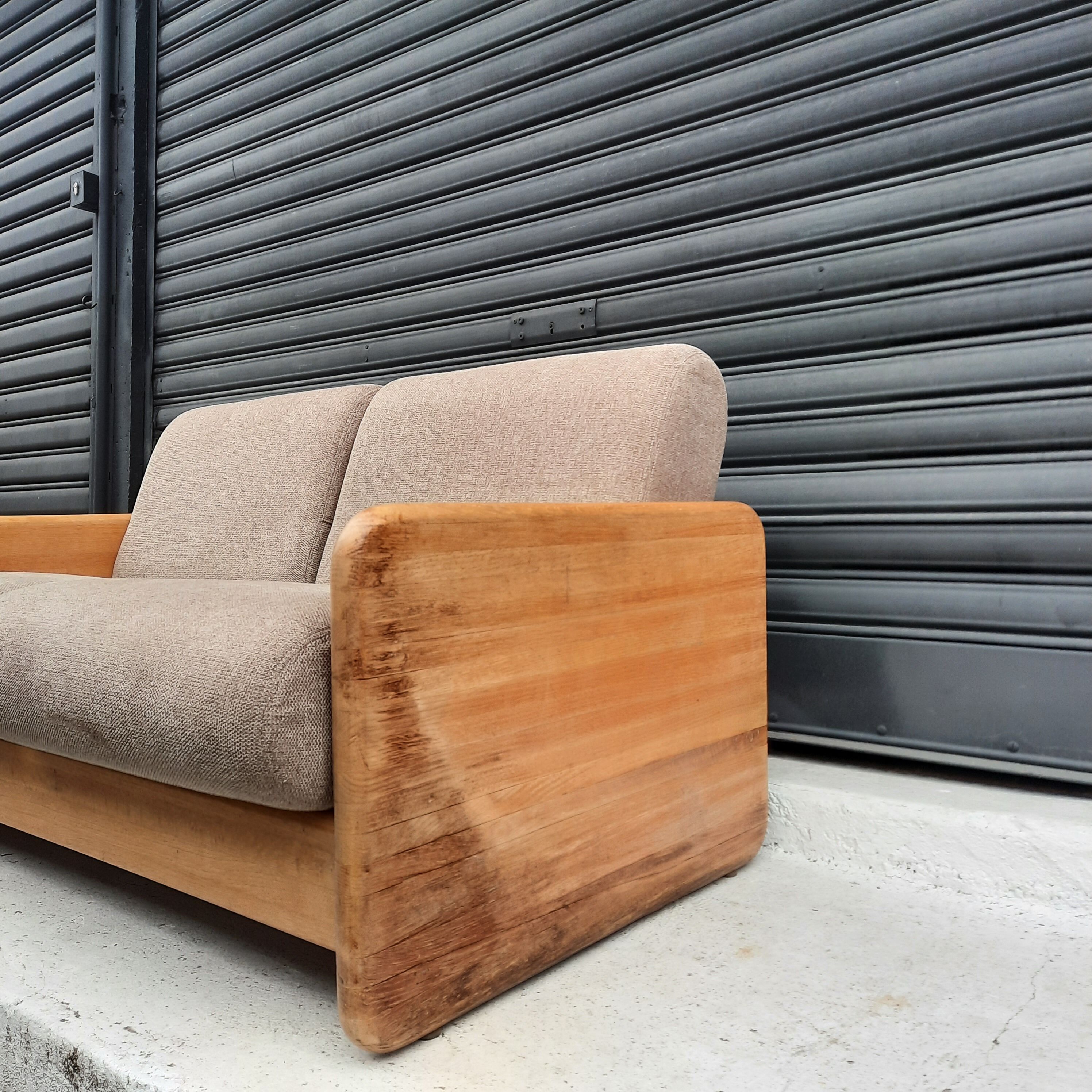 Sofa 2 places blond oak USA 1980