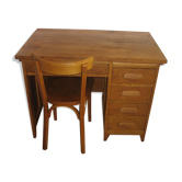 Bureau chêne clair et sa chaise Baumann