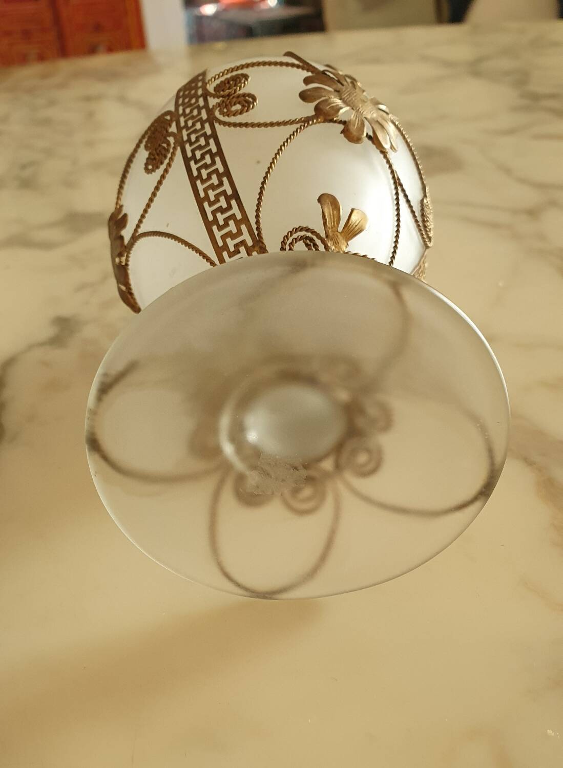 Glass and brass vase