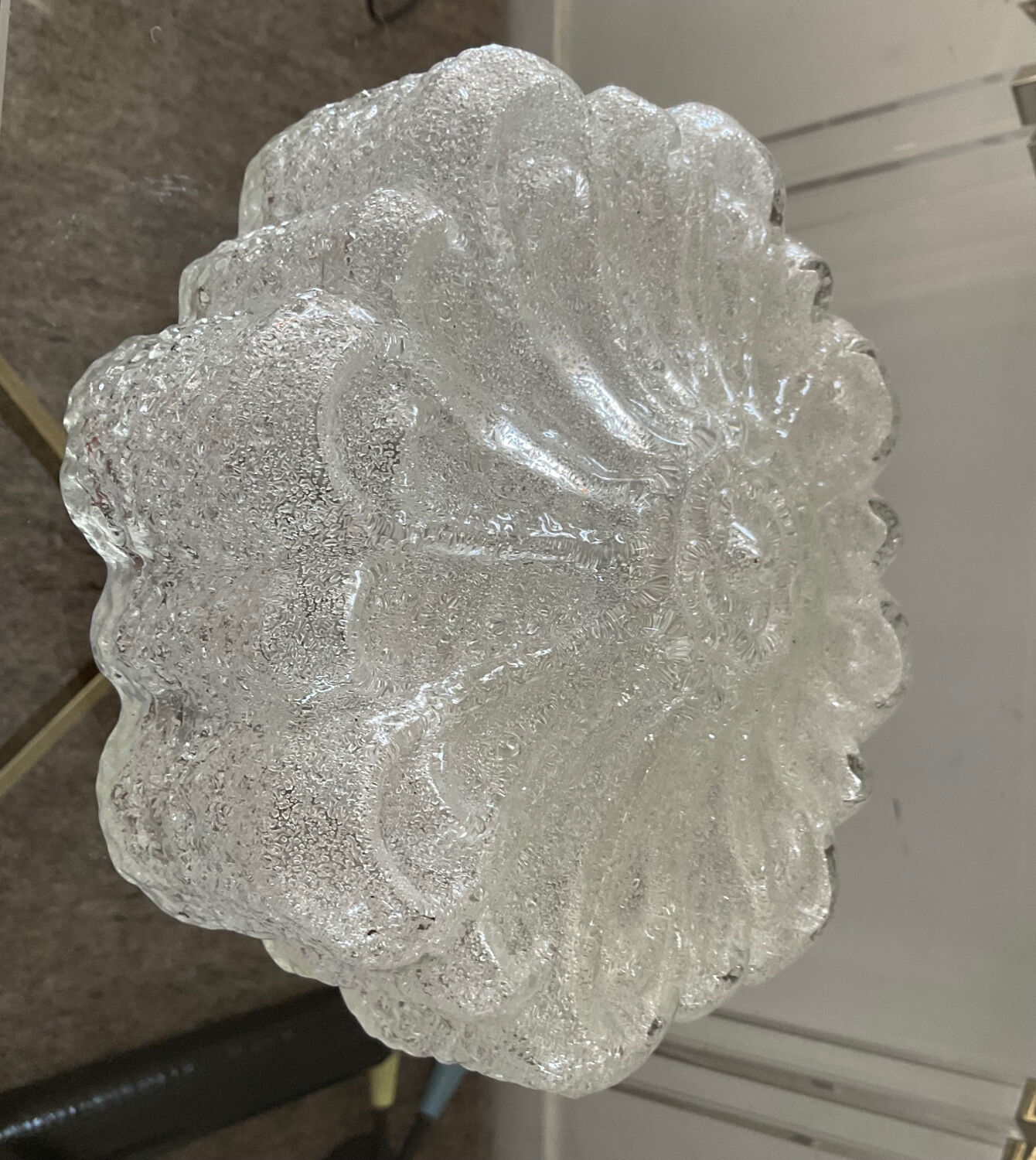 Molded glass wall lamp from the 70s