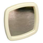 1970s Italian Space Age Cream Plastic Square Wall Mirror