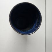Blue ceramic vase with roller signed AB (signature to be identified)