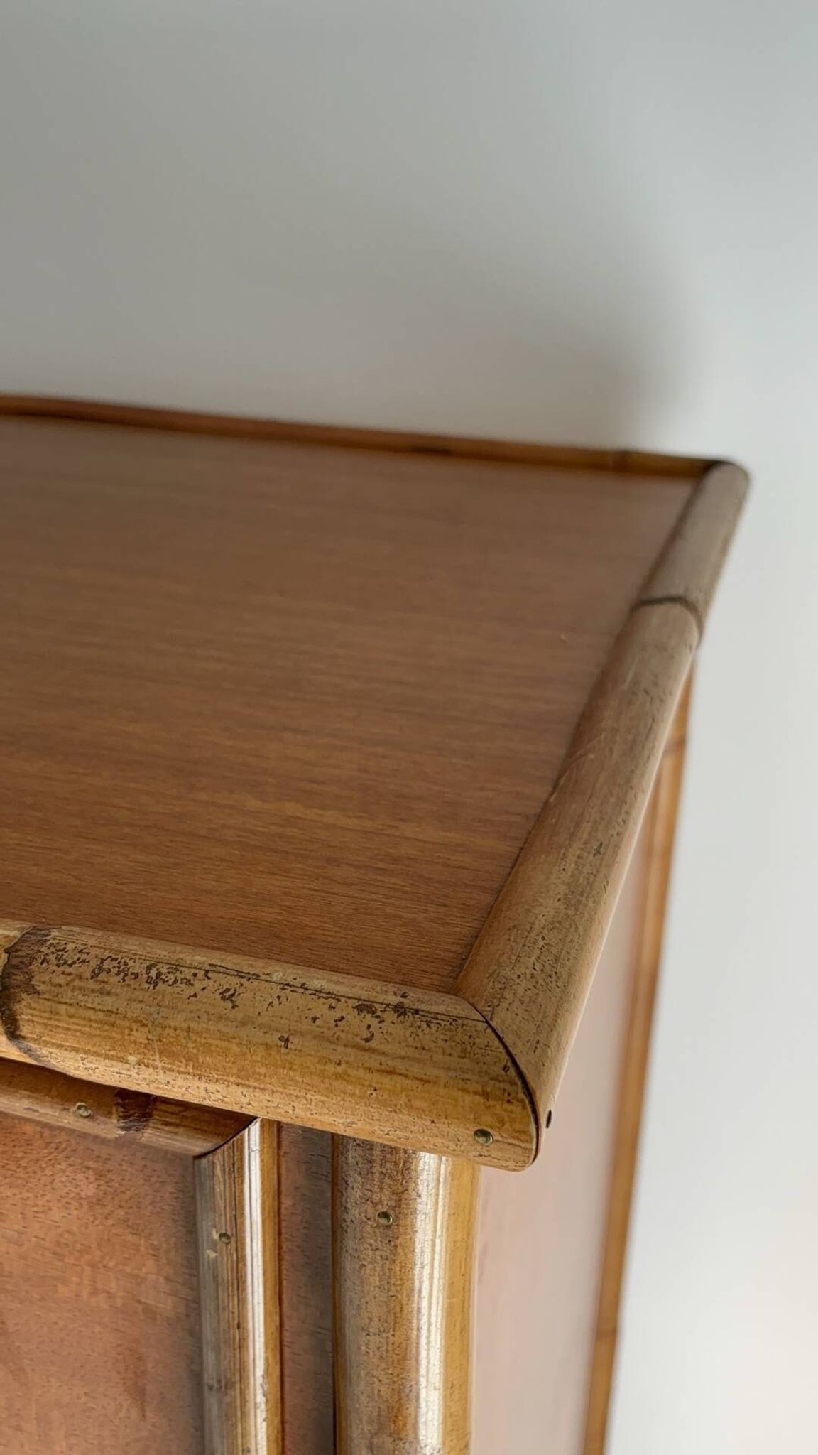 Dalvera wooden and bamboo chest of drawers, 1970