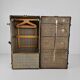 Antique 1924 Belber black leather steamer trunk - large travel wardrobe