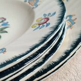 Set of 6 large Longwy soup plates, Vieux Rouen model