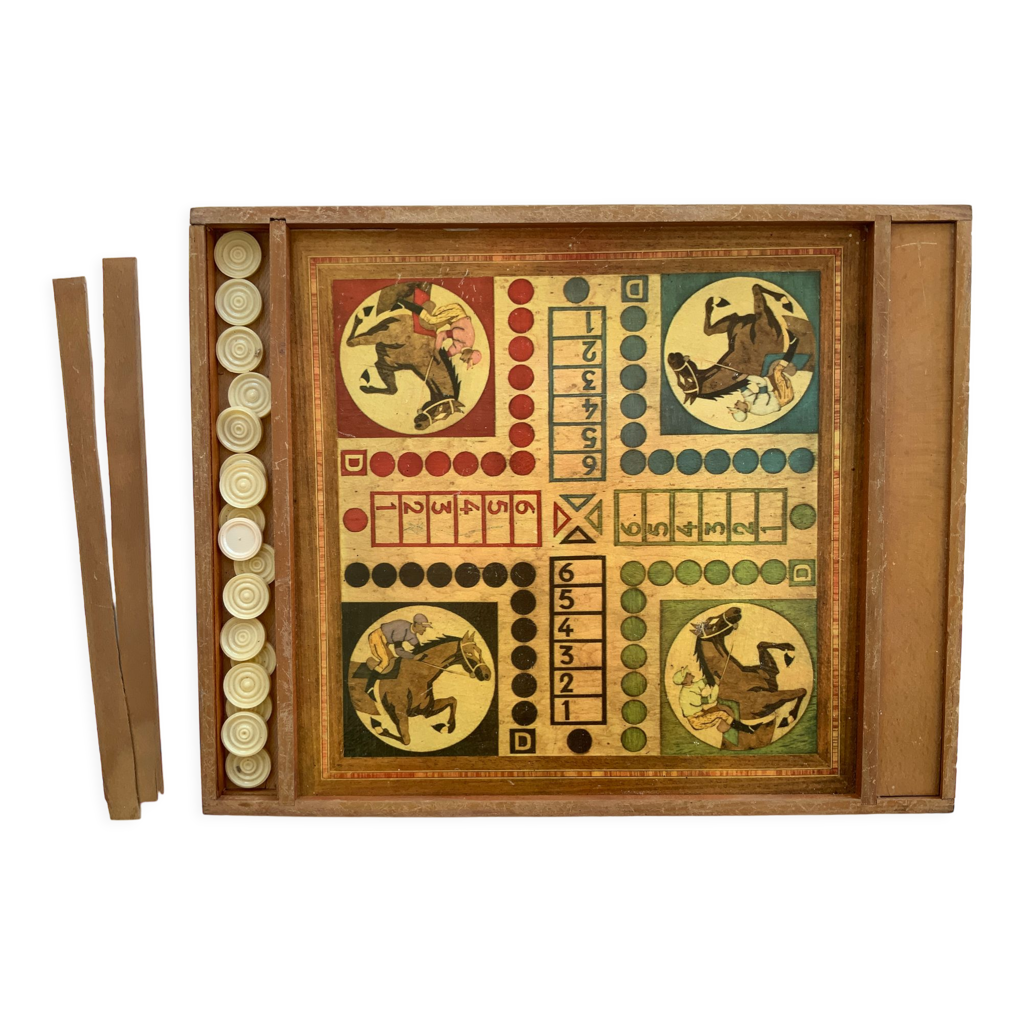 Plateau de jeu vintage petits chevaux et dames Selency