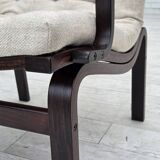1970s, Scandinavian armchair, furniture wool, dark beech wood.