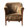 Geometric patterned velvet armchair
