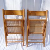 Duo of canned folding chairs