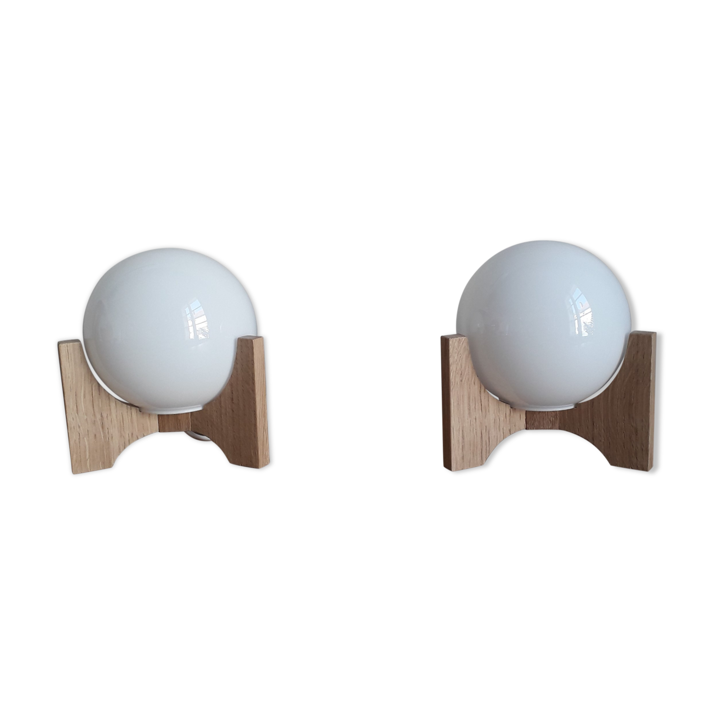 Pair of opaline bedside lamps