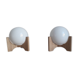 Pair of opaline bedside lamps