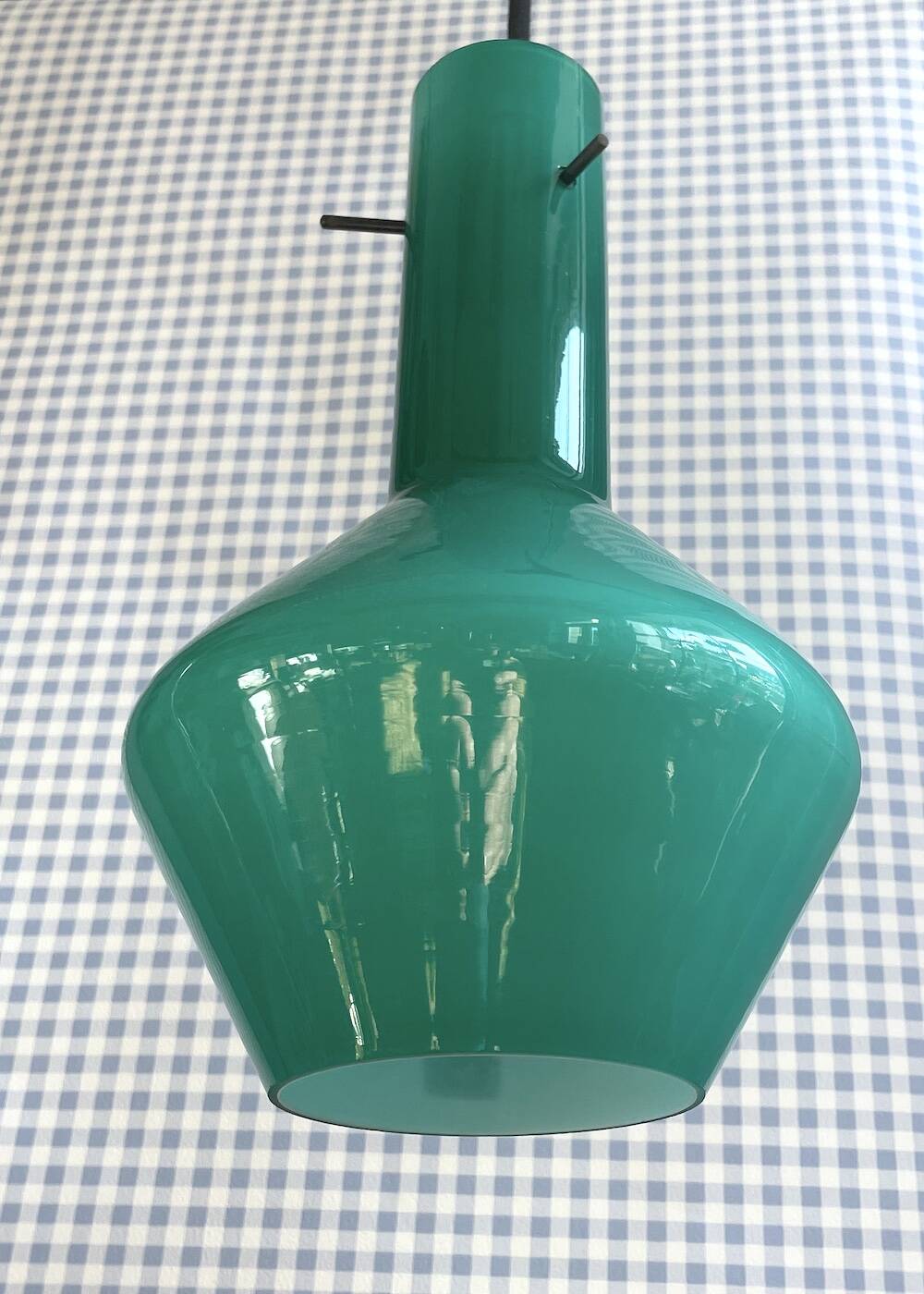 Suspension en opaline verte – Design rétro moderniste