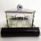 Art Deco biscuit tin on tray
