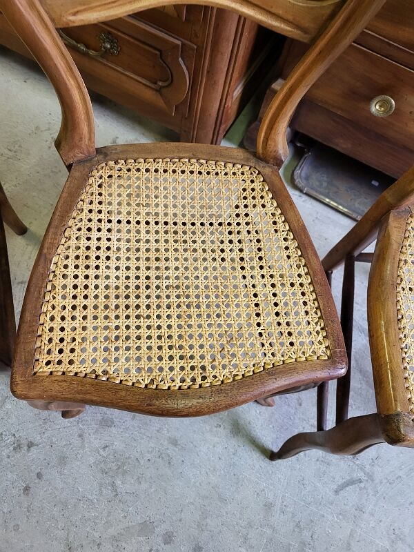 Series of 4 louis philippe walnut chairs with canning