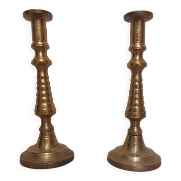 Pair of Moroccan copper candlesticks