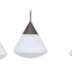 Trio of xl conical opaline mid-century pendant lights 1950