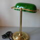Notary desk lamp and adjustable lampshade green and white deco library