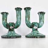 Pair of vintage Longwy candlesticks 1960